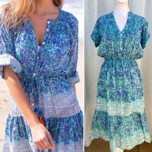 Bell by Alicia Bell Chelsea blue purple floral short sleeve midi dress